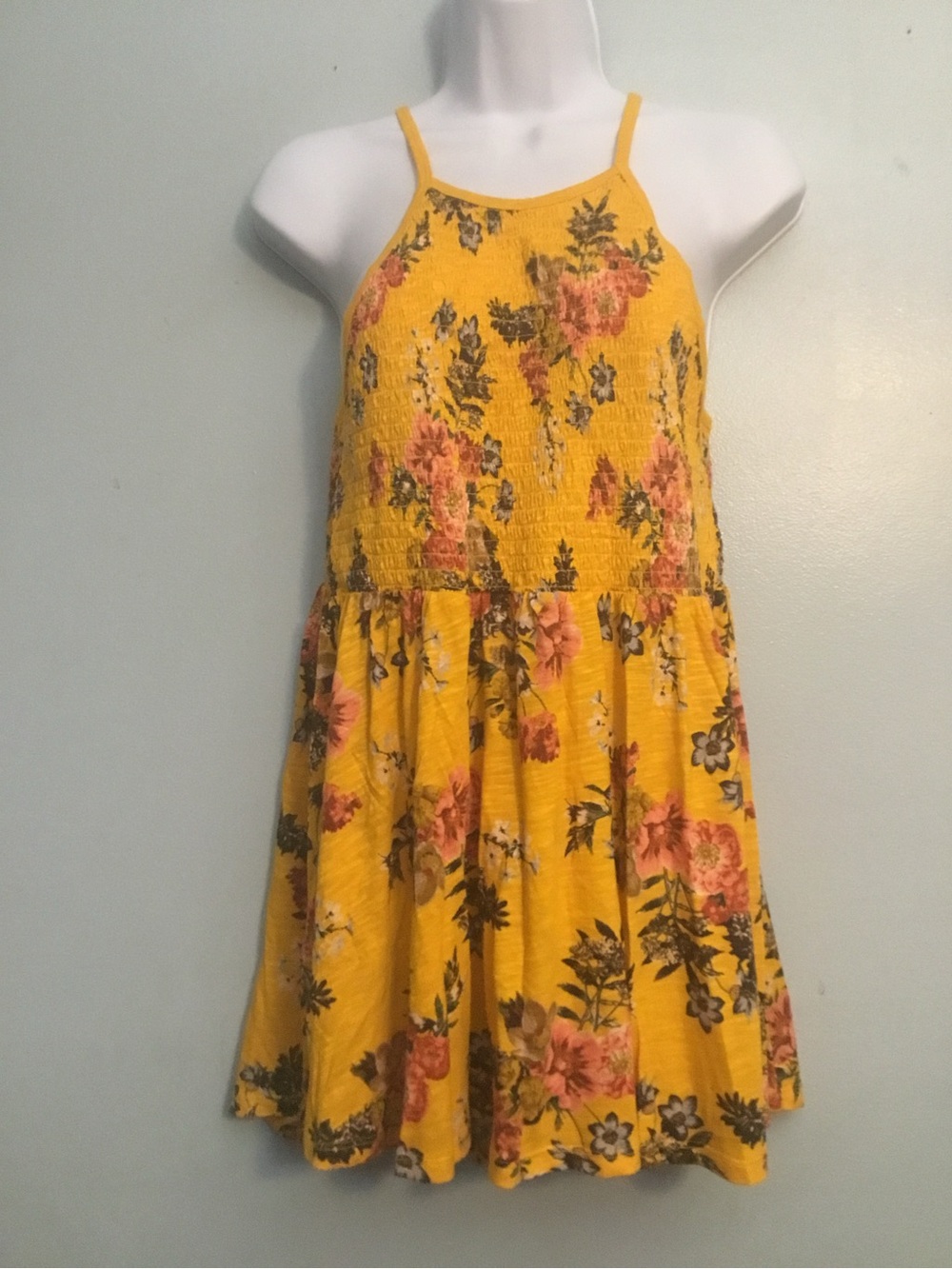 Torrid Yellow Floral Smocked Halter Dress Women's Size 00 New With Tags